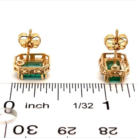 Natural Emerald Diamond Stud Earrings 14k Gold 1.85 TCW Certified $3,950 111884 - Picture 13 of 14